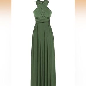 Olive Green Convertible Maxi Dress size small